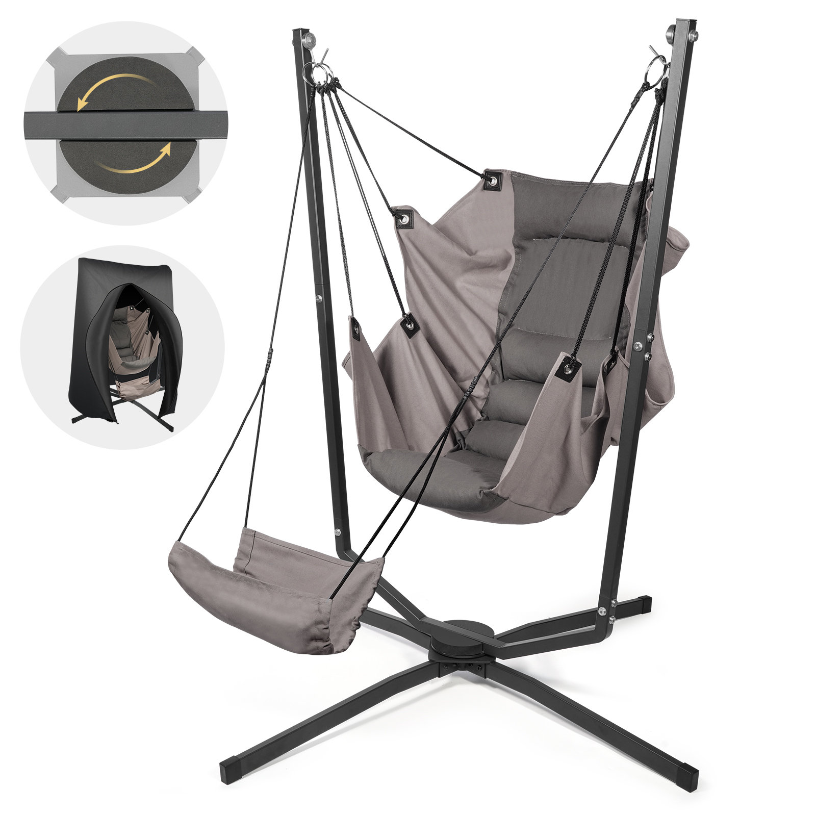Arlmont & Co. Hammock Swing Chair With Stand, 360° Swivel
